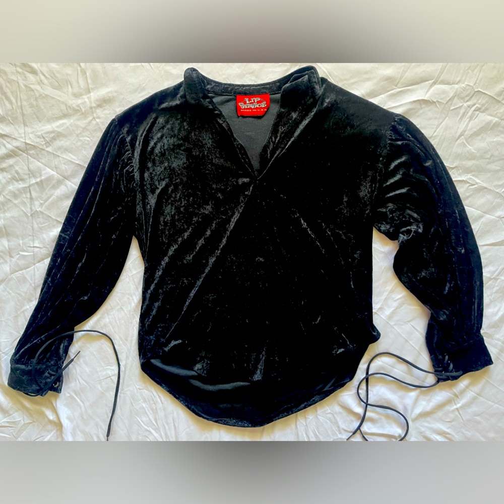 Y2K LIP SERVICE CRUSHED VELVET LONG SLEEVE TOP
